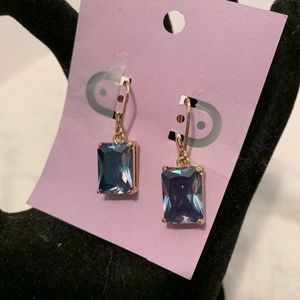PRETTY BLUE STONE EARRINGS WITH LOBSTER CLAW WIRES